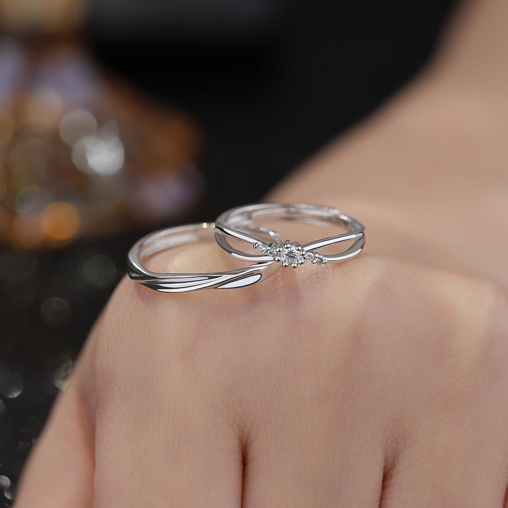 命定之愛｜S999 莫比烏斯閃鑽對戒 💍 活口可調節．圈住我們的專屬緣分