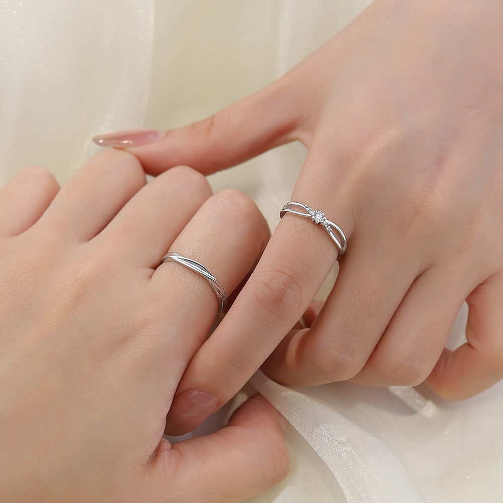 命定之愛｜S999 莫比烏斯閃鑽對戒 💍 活口可調節．圈住我們的專屬緣分