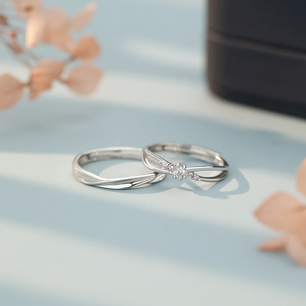 命定之愛｜S999 莫比烏斯閃鑽對戒 💍 活口可調節．圈住我們的專屬緣分