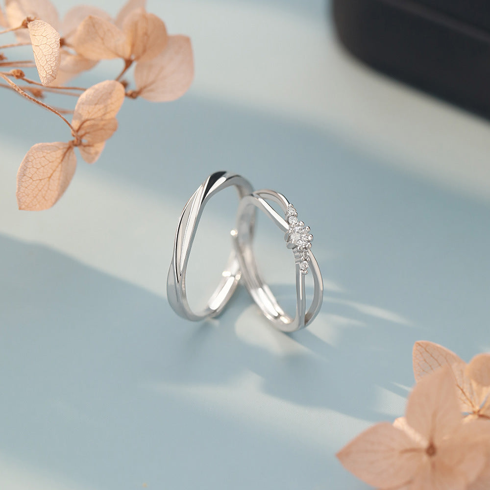 命定之愛｜S999 莫比烏斯閃鑽對戒 💍 活口可調節．圈住我們的專屬緣分