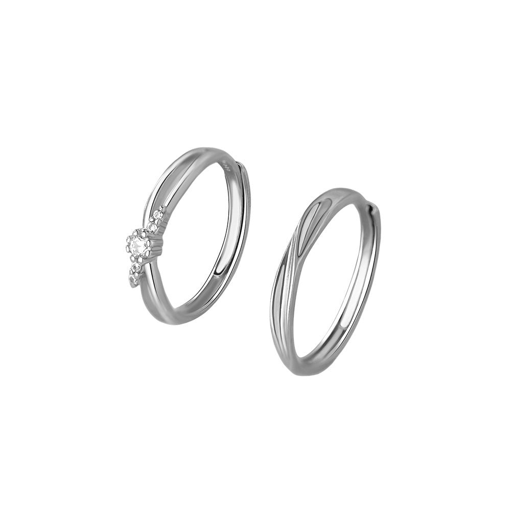 命定之愛｜S999 莫比烏斯閃鑽對戒 💍 活口可調節．圈住我們的專屬緣分